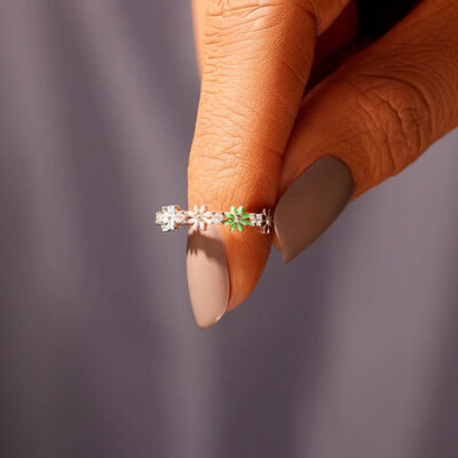 Flower Shape 925 Sterling Silver Zircon Ring Apparel and Accessories