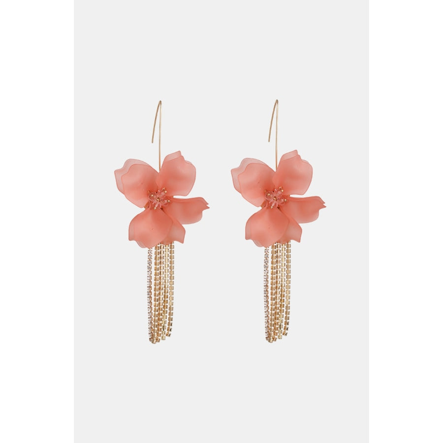 Flower Shape Acrylic Dangle Earrigs Peach / One Size