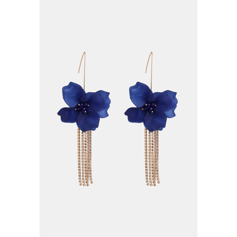 Flower Shape Acrylic Dangle Earrigs Royal Blue / One Size