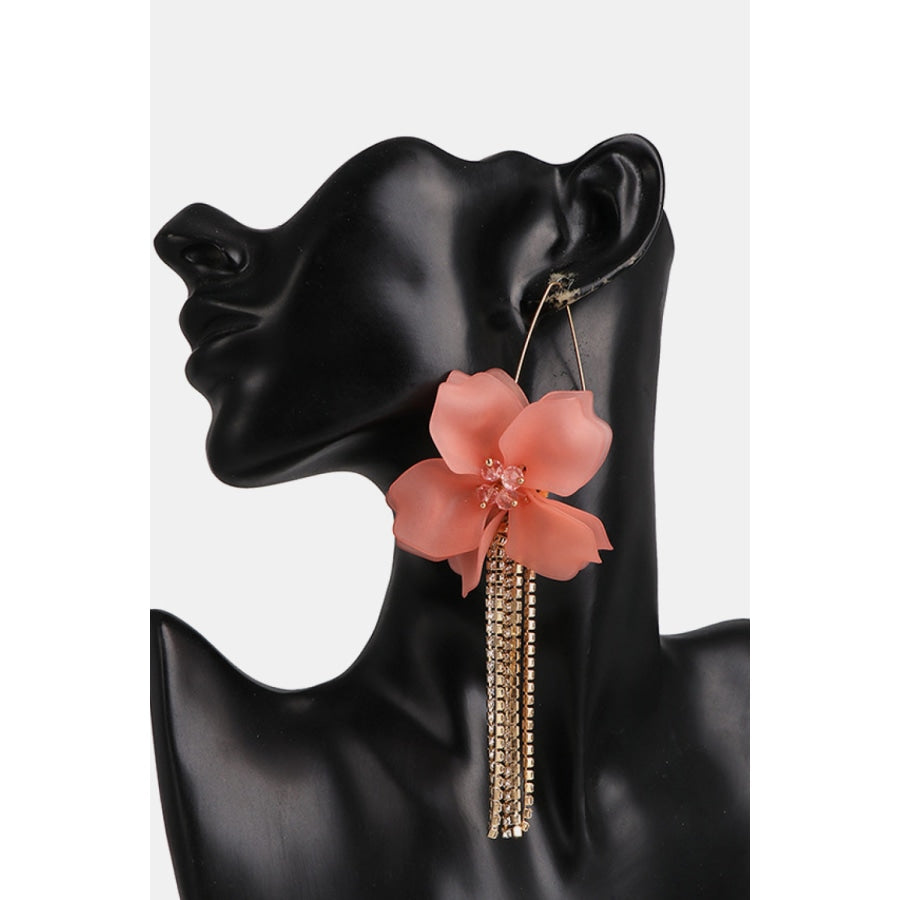 Flower Shape Acrylic Dangle Earrigs Peach / One Size