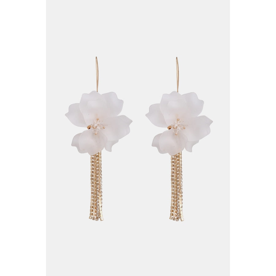 Flower Shape Acrylic Dangle Earrigs White / One Size