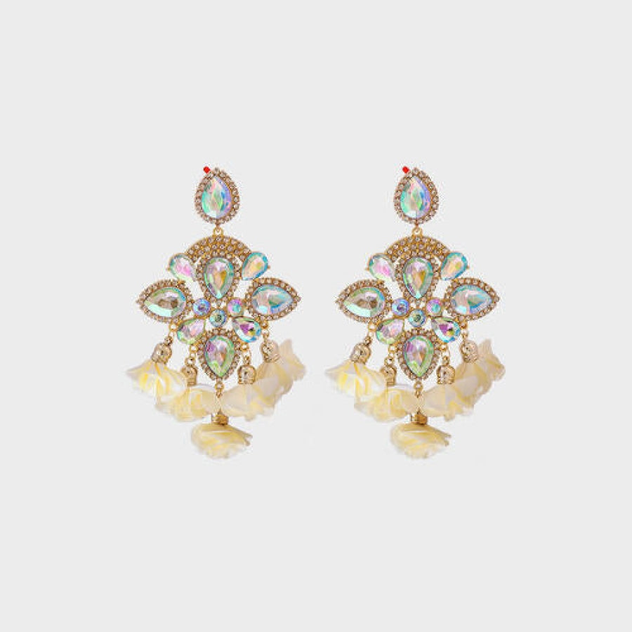 Flower Shape Rhinestone Alloy Dangle Earrings Ivory / One Size