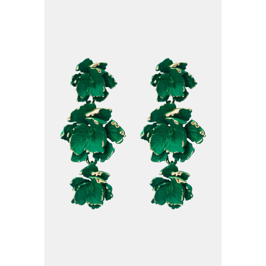 Flower Shape Zinc Alloy Dangle Earrings Green / One Size