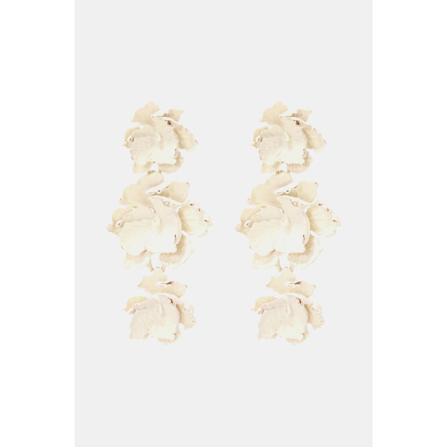 Flower Shape Zinc Alloy Dangle Earrings White / One Size