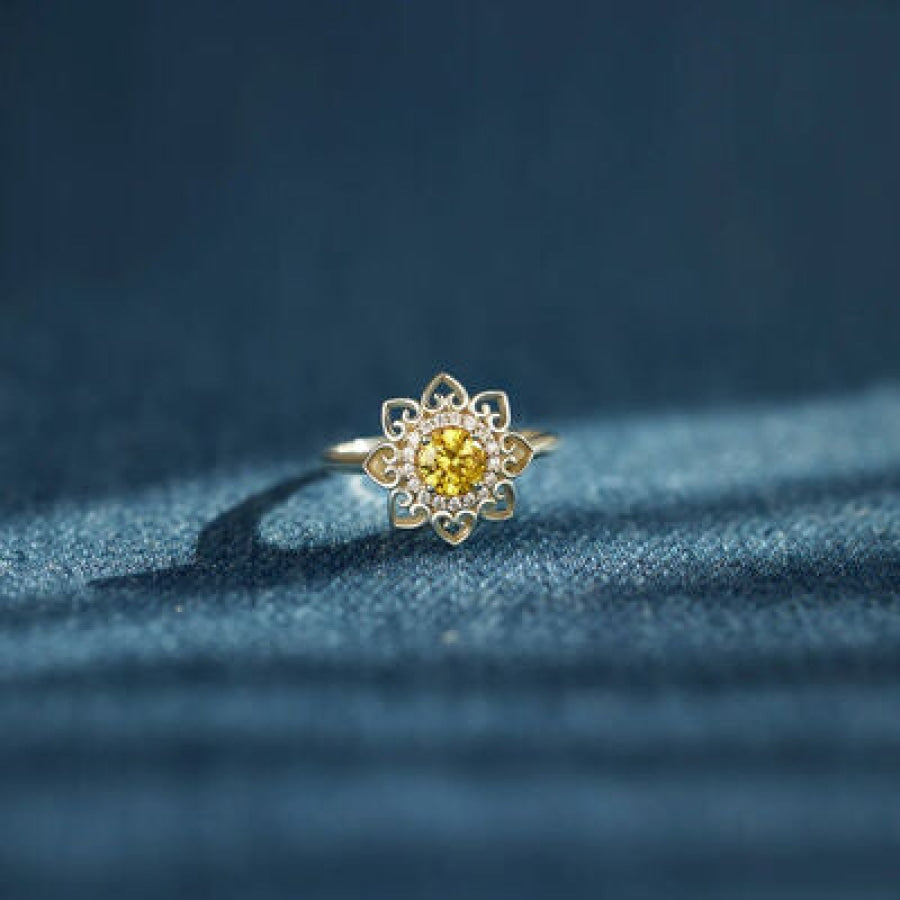 Flower Shape Zircon Platinum-Plated 925 Sterling Silver Ring Apparel and Accessories