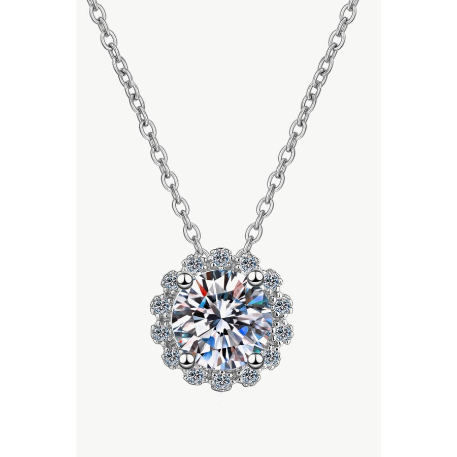 Flower-Shaped Moissanite Pendant Necklace Silver / One Size