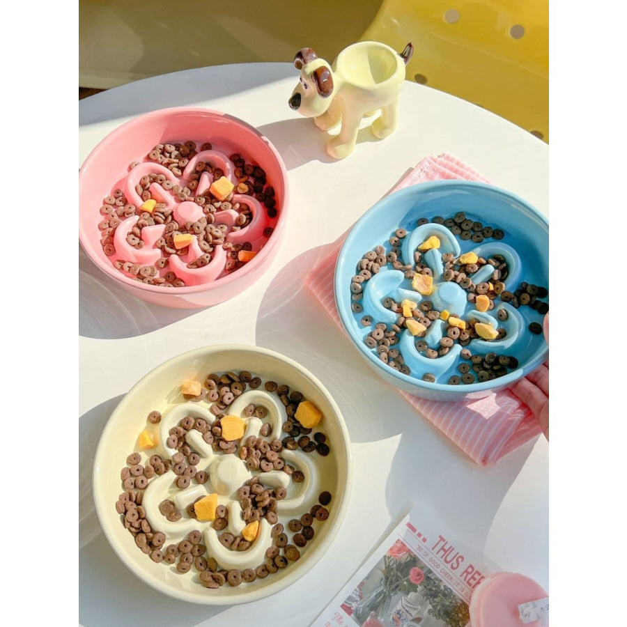 Flower-Shaped Slow Feeder Pet Bowl Apparel and Accessories