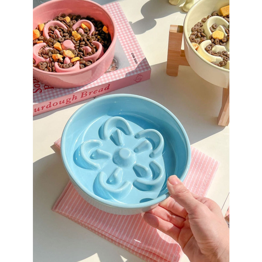 Flower-Shaped Slow Feeder Pet Bowl Pastel Blue / ONESIZE Apparel and Accessories
