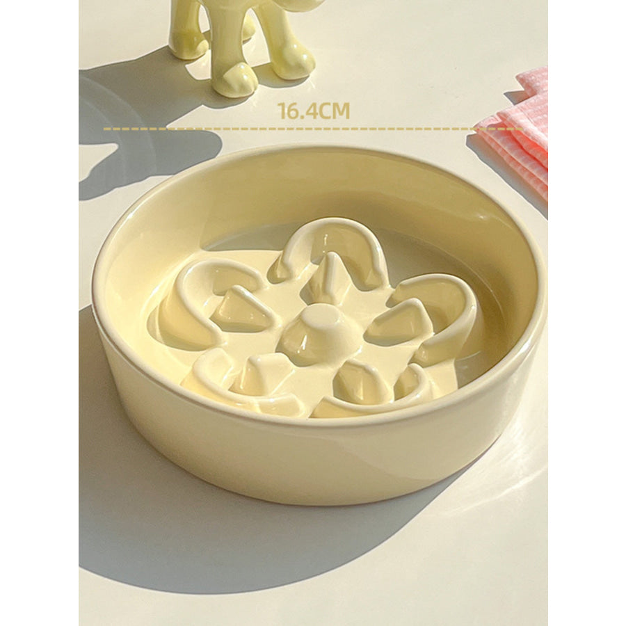 Flower-Shaped Slow Feeder Pet Bowl Pastel Yellow / ONESIZE Apparel and Accessories