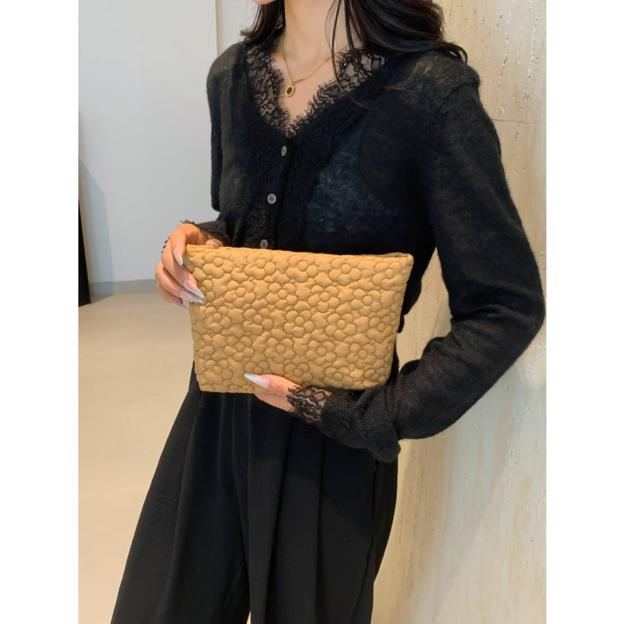 Flower Texture Polyester Clutch Apparel and Accessories