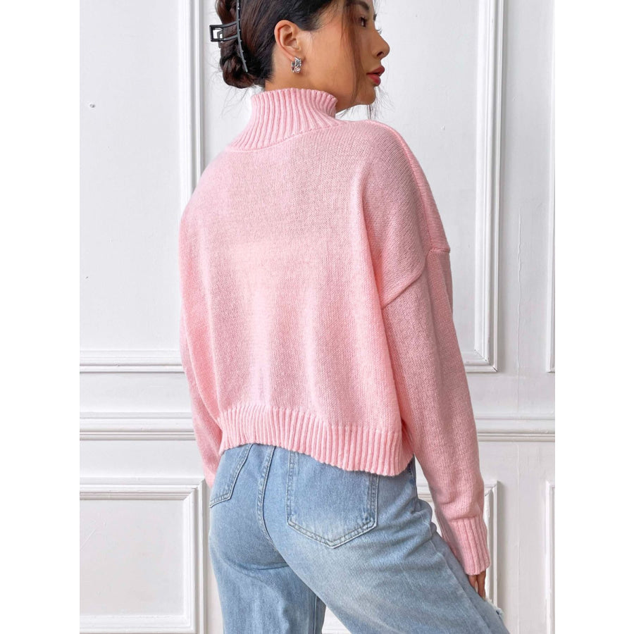 Flower Turtleneck Long Sleeve Sweater Apparel and Accessories
