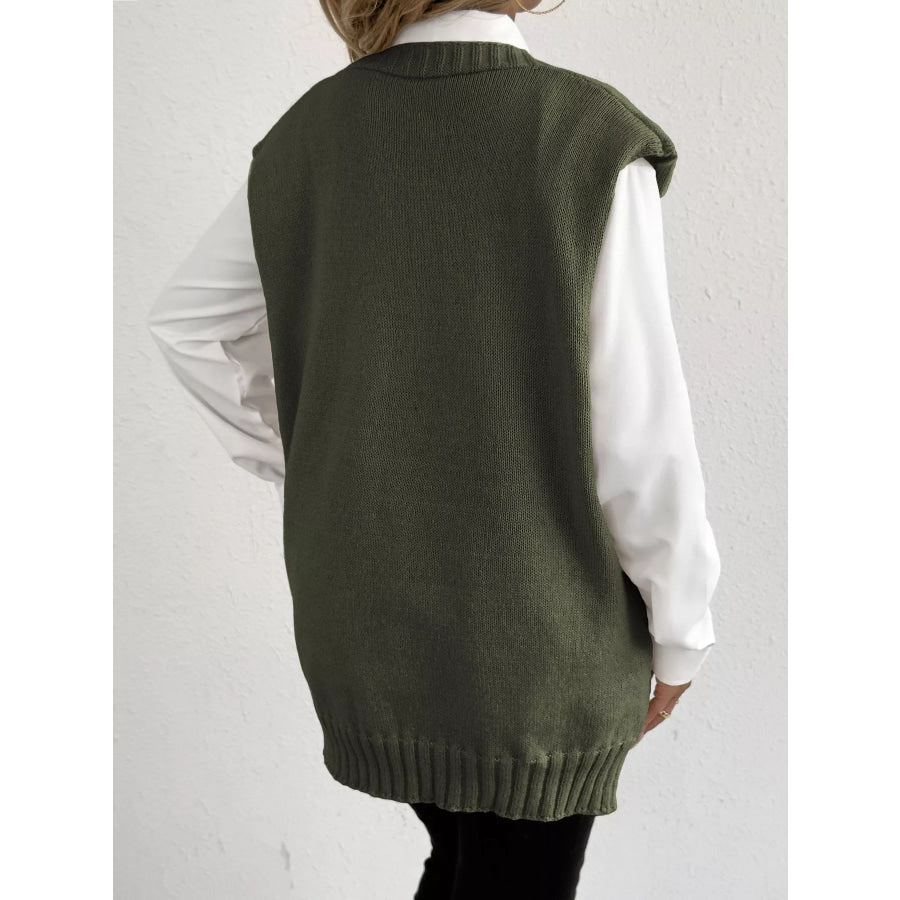 Flower V-Neck Sleeveless Cardigan Apparel and Accessories