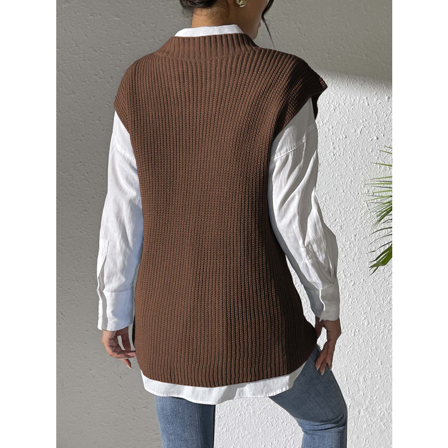 Flower V-Neck Sweater Vest Apparel and Accessories