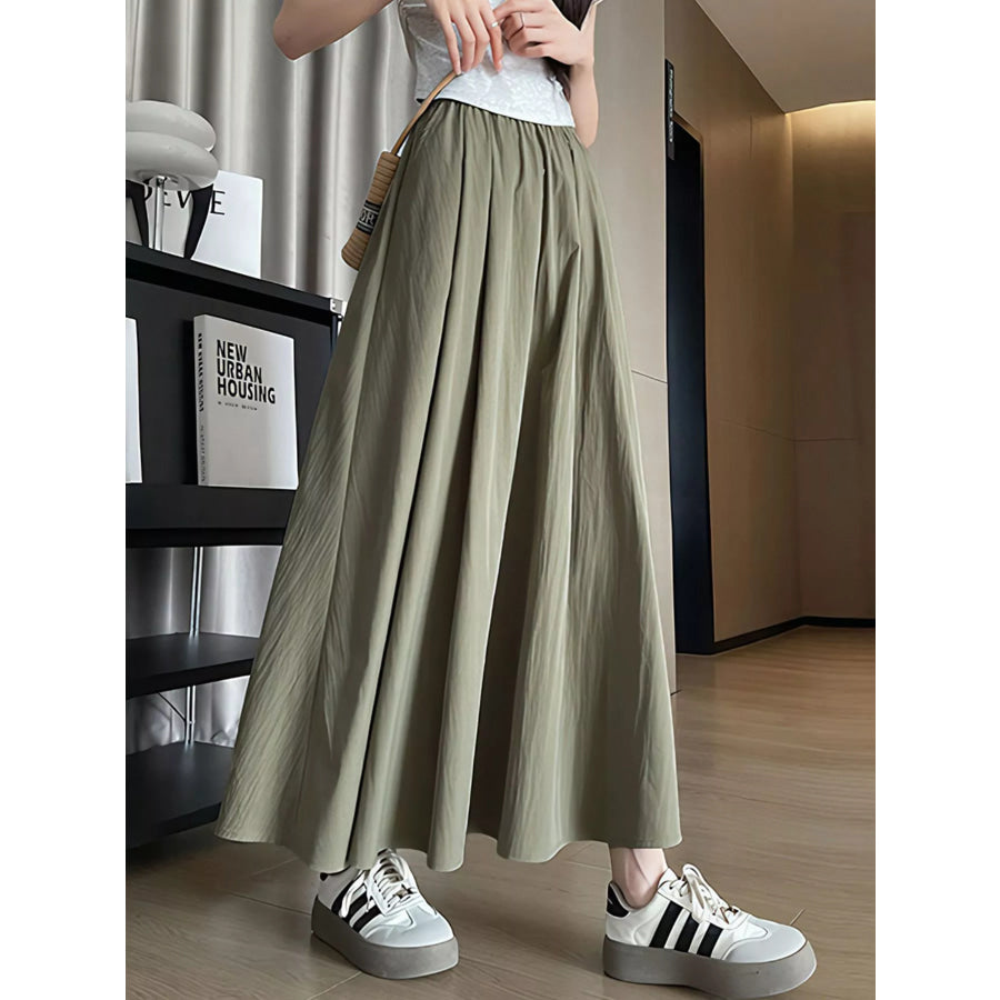 Flowy A-Line Maxi Skirt Sage / S Apparel and Accessories