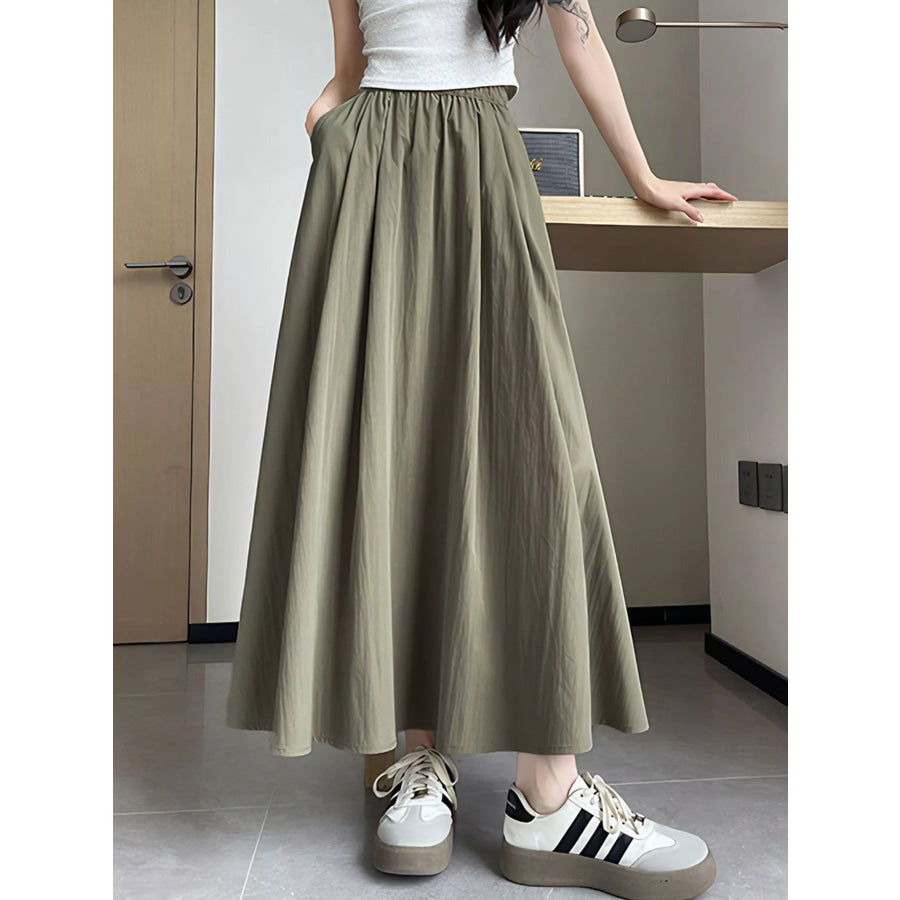 Flowy A-Line Maxi Skirt Sage / S Apparel and Accessories