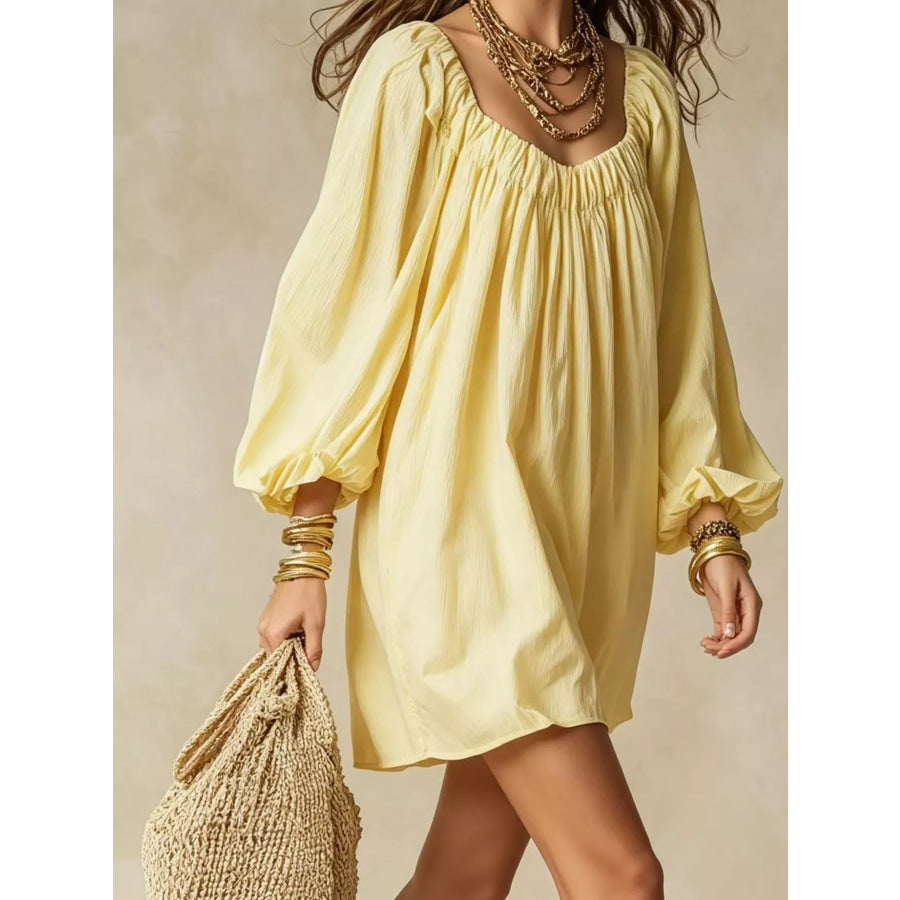 Flowy Balloon Sleeve Mini Dress Apparel and Accessories