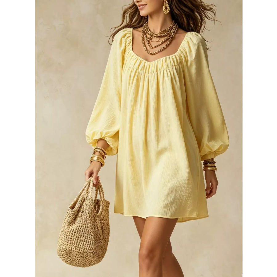 Flowy Balloon Sleeve Mini Dress Apparel and Accessories