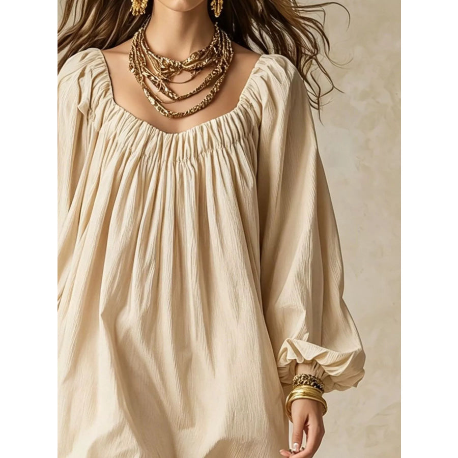 Flowy Balloon Sleeve Mini Dress Apparel and Accessories