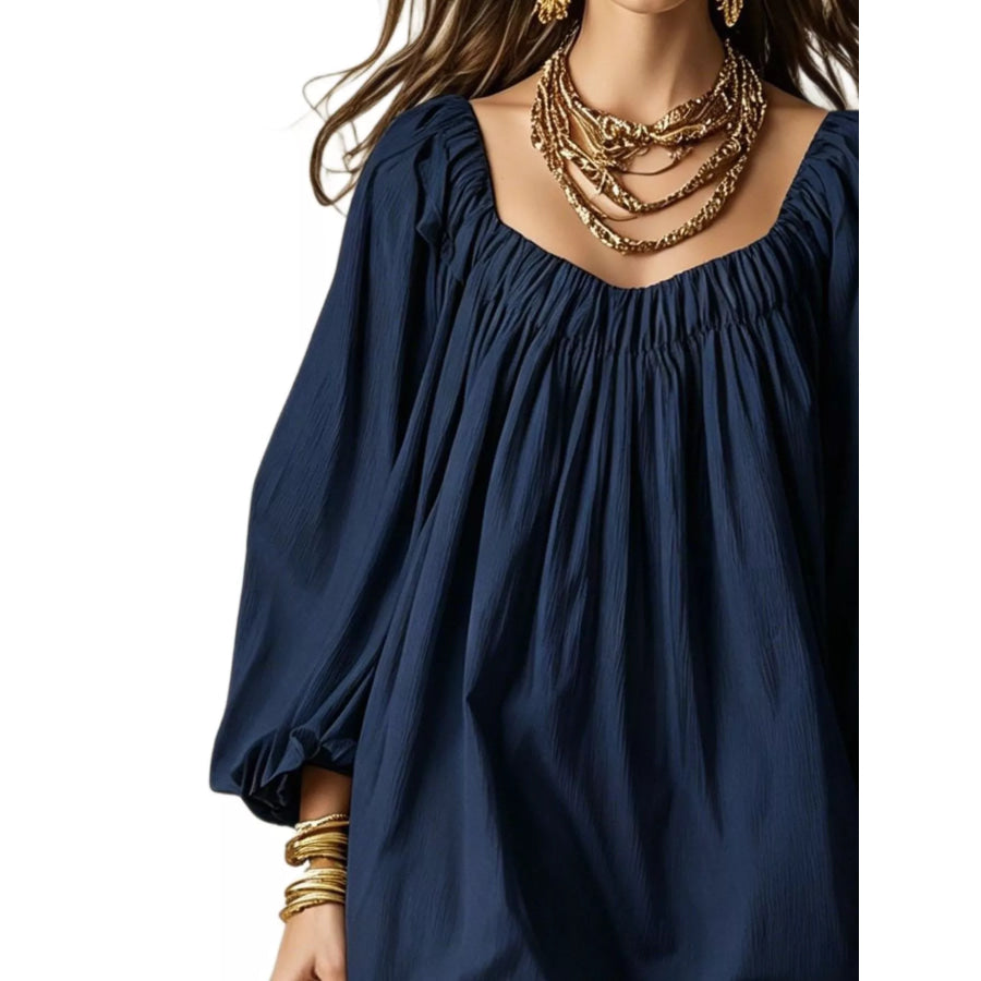 Flowy Balloon Sleeve Mini Dress Apparel and Accessories