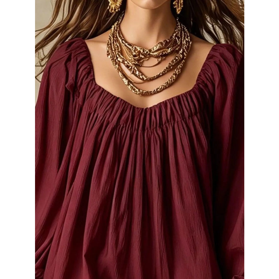 Flowy Balloon Sleeve Mini Dress Apparel and Accessories