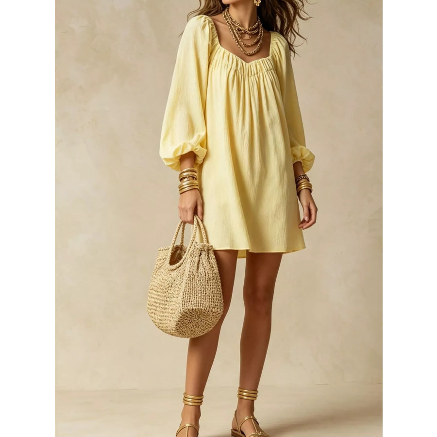 Flowy Balloon Sleeve Mini Dress Apparel and Accessories