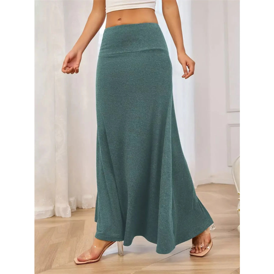 Flowy Maxi Skirt with Wide Waistband Apparel and Accessories