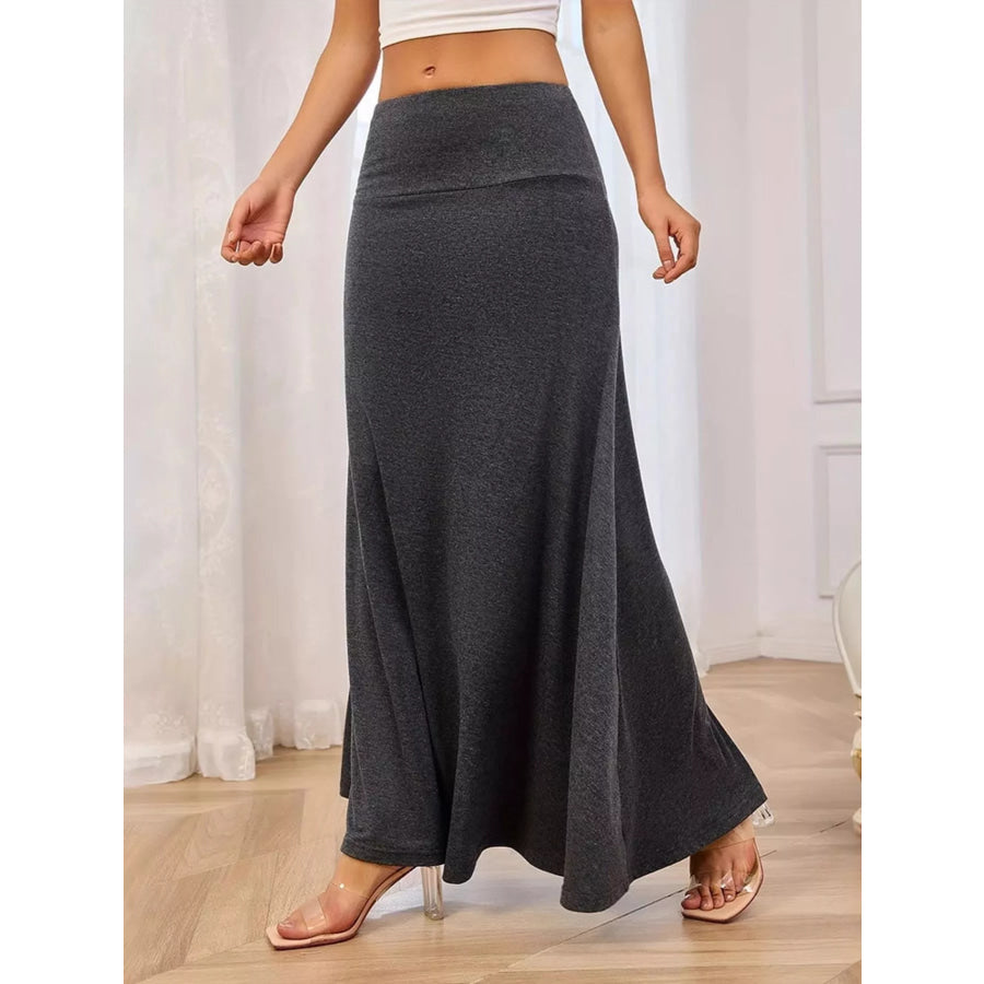 Flowy Maxi Skirt with Wide Waistband Apparel and Accessories