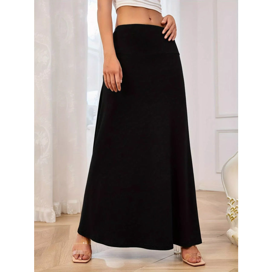 Flowy Maxi Skirt with Wide Waistband Apparel and Accessories
