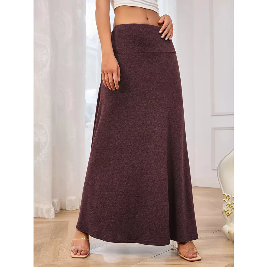 Flowy Maxi Skirt with Wide Waistband Apparel and Accessories