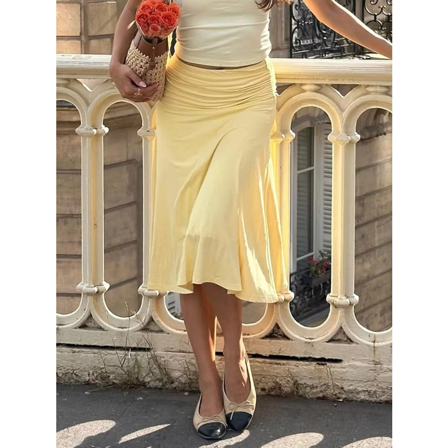 Flowy Ruched Waist Skirt Apparel and Accessories