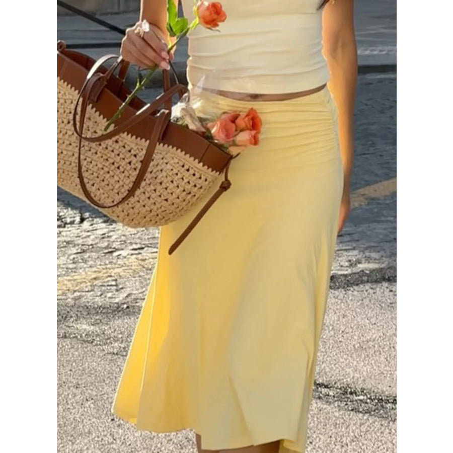 Flowy Ruched Waist Skirt Apparel and Accessories