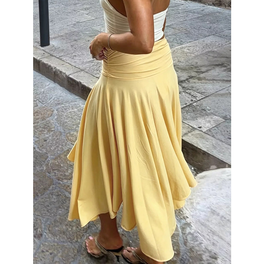 Flowy Ruched Waist Skirt Apparel and Accessories