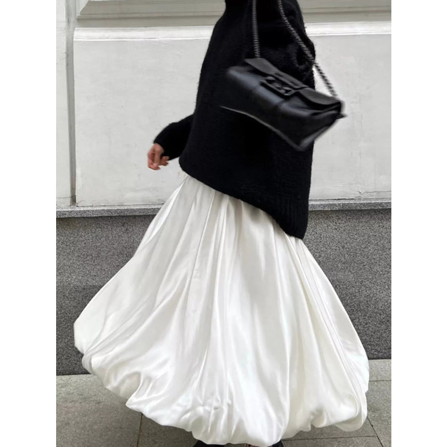 Flowy Satin Maxi Skirt Apparel and Accessories