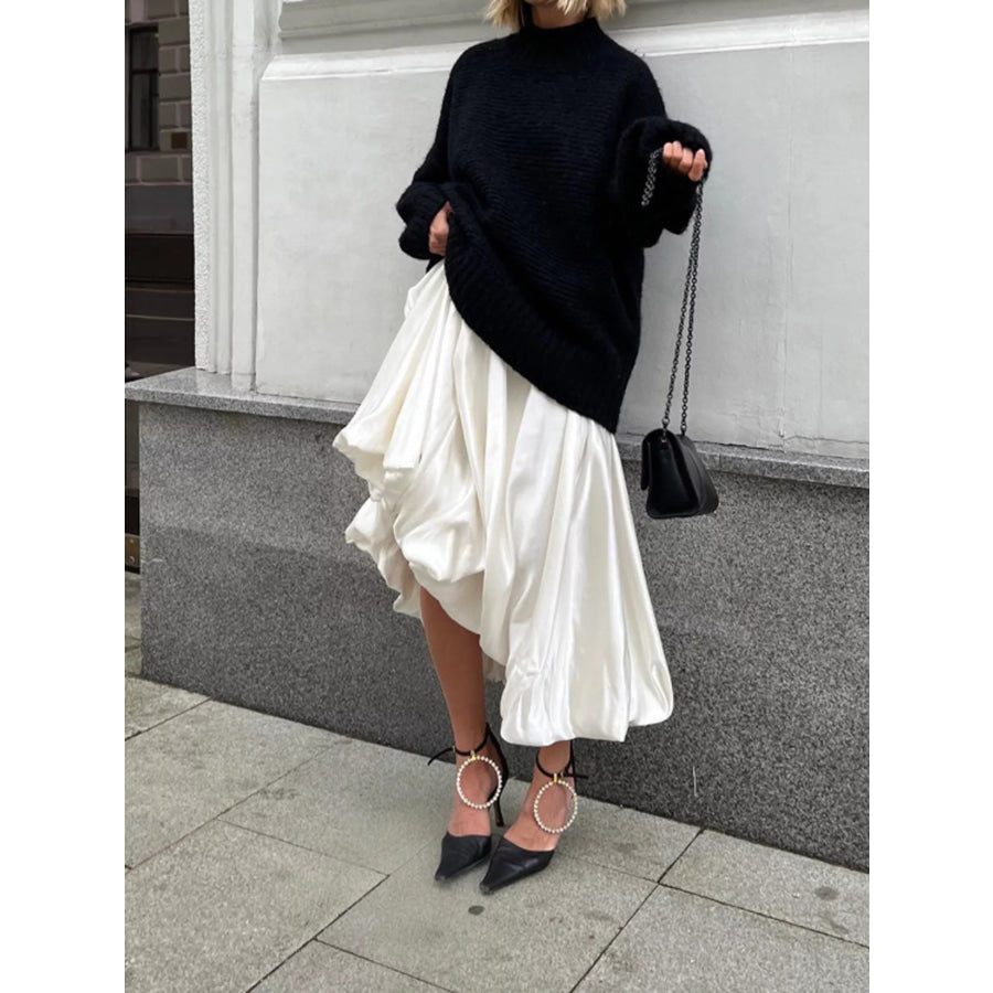 Flowy Satin Maxi Skirt Apparel and Accessories