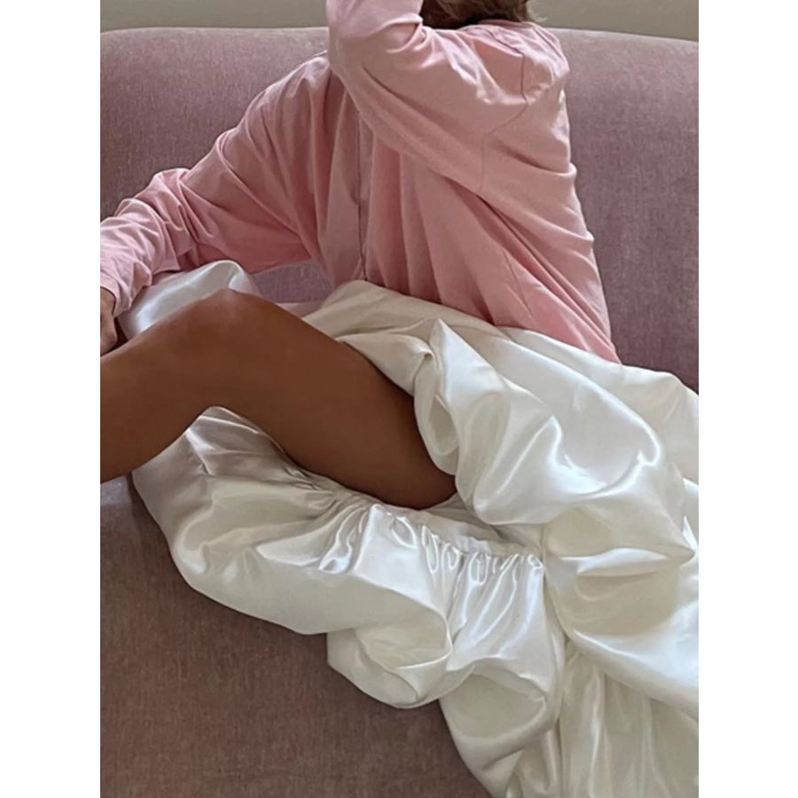 Flowy Satin Maxi Skirt Apparel and Accessories