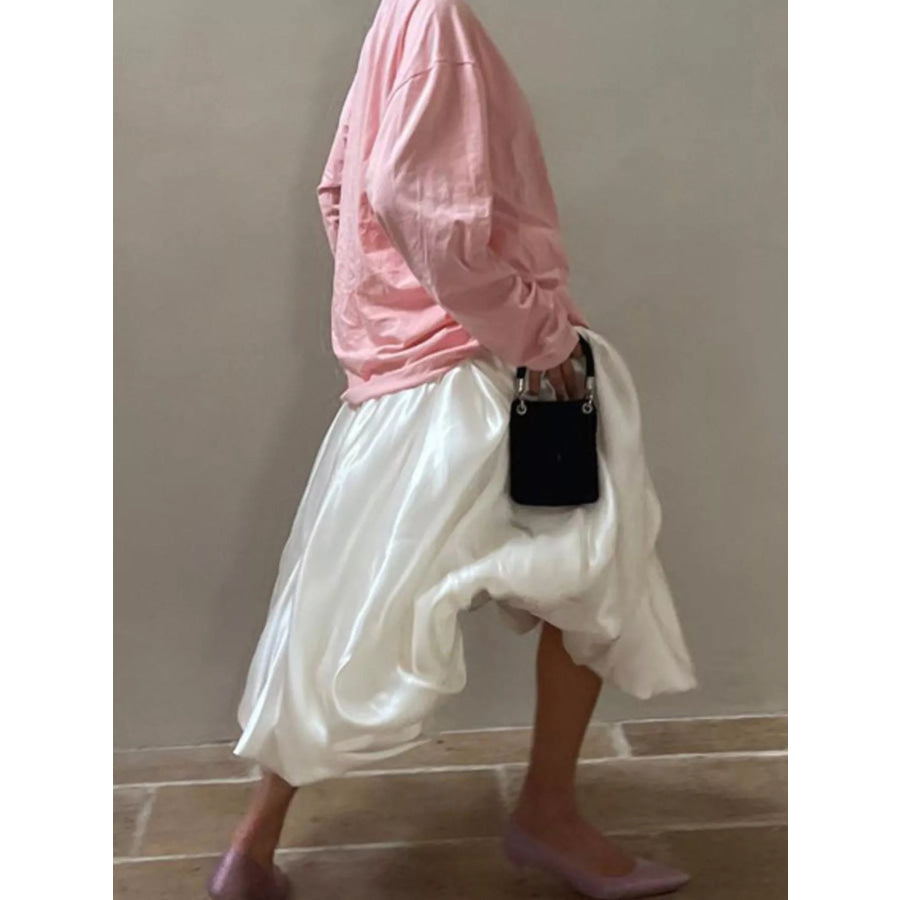 Flowy Satin Maxi Skirt Beige / XS Apparel and Accessories