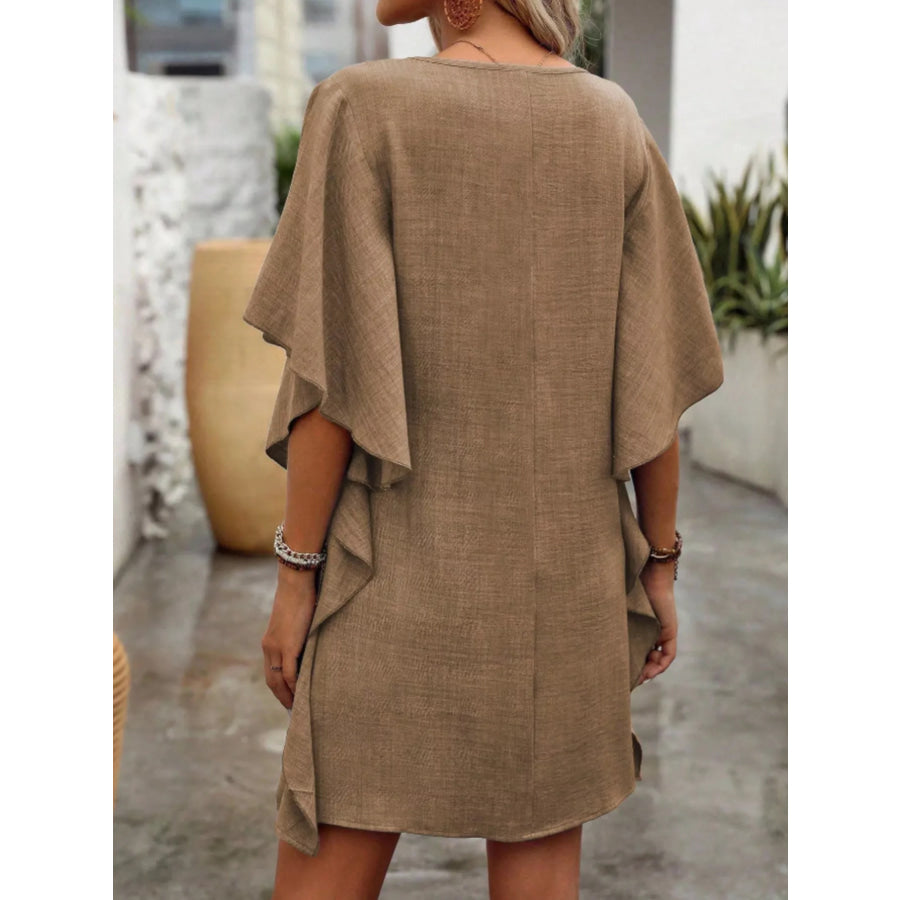 Flowy Sleeve V-Neck Casual Mini Dress Apparel and Accessories