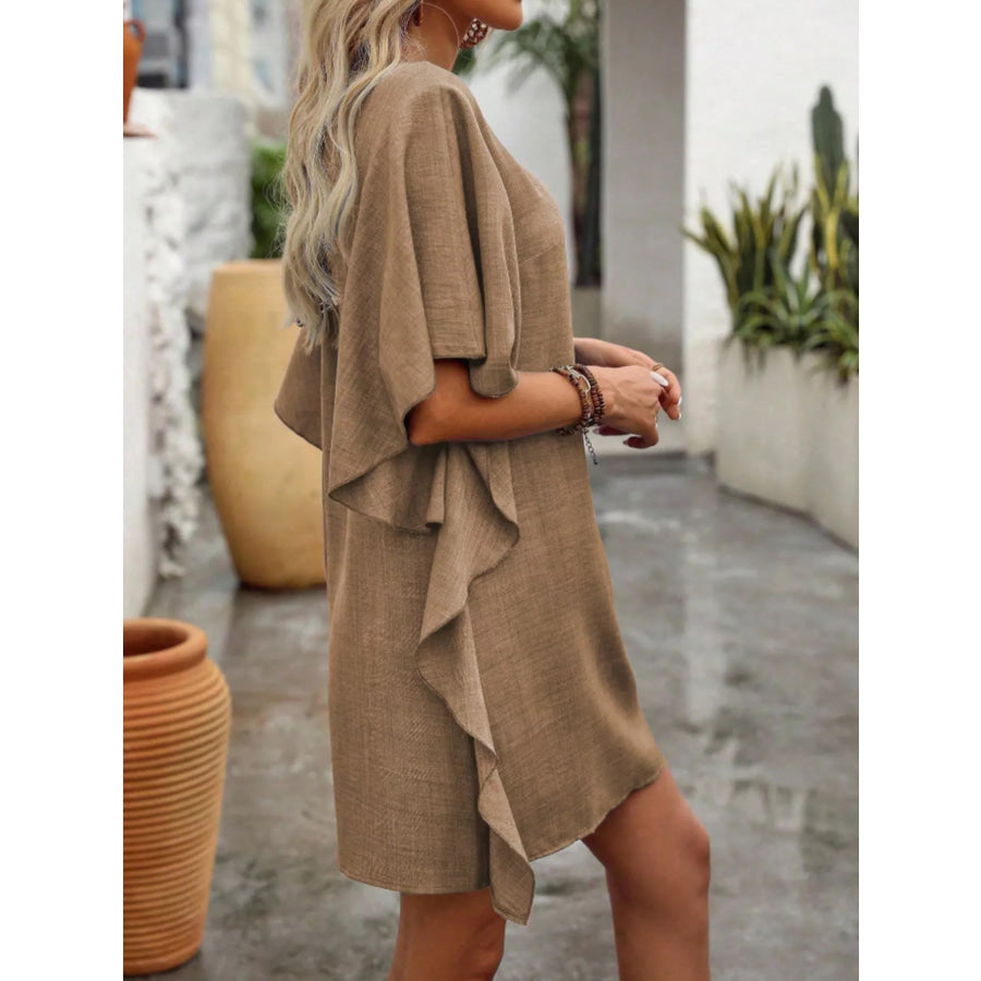 Flowy Sleeve V-Neck Casual Mini Dress Apparel and Accessories