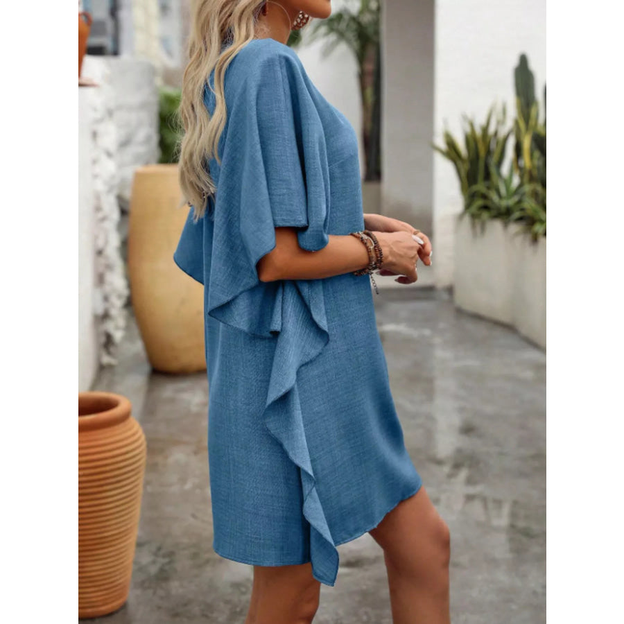 Flowy Sleeve V-Neck Casual Mini Dress Apparel and Accessories
