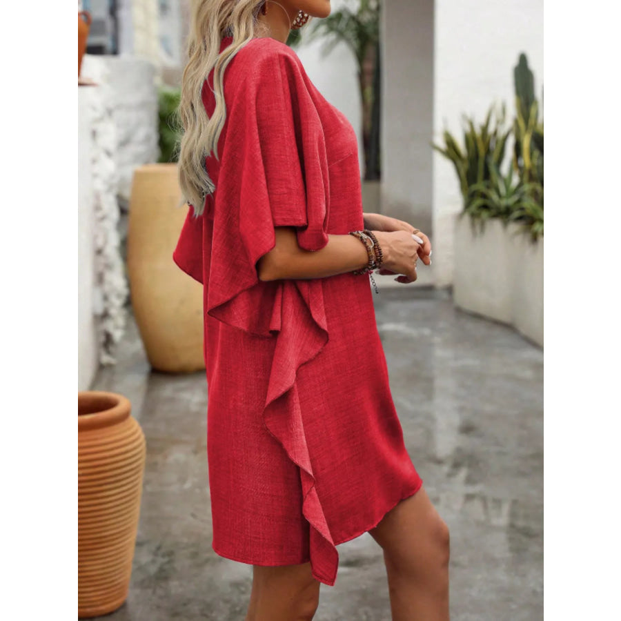Flowy Sleeve V-Neck Casual Mini Dress Apparel and Accessories