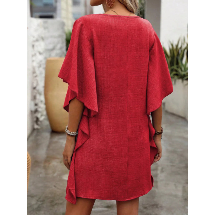 Flowy Sleeve V-Neck Casual Mini Dress Apparel and Accessories