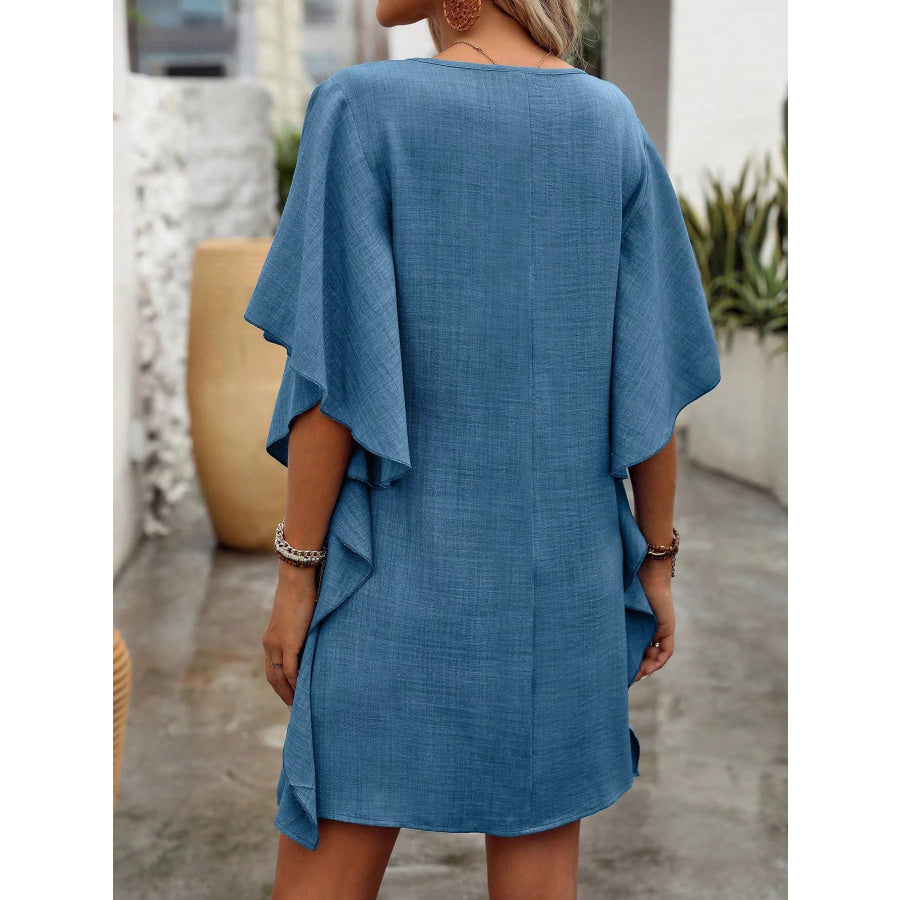 Flowy Sleeve V-Neck Casual Mini Dress Apparel and Accessories