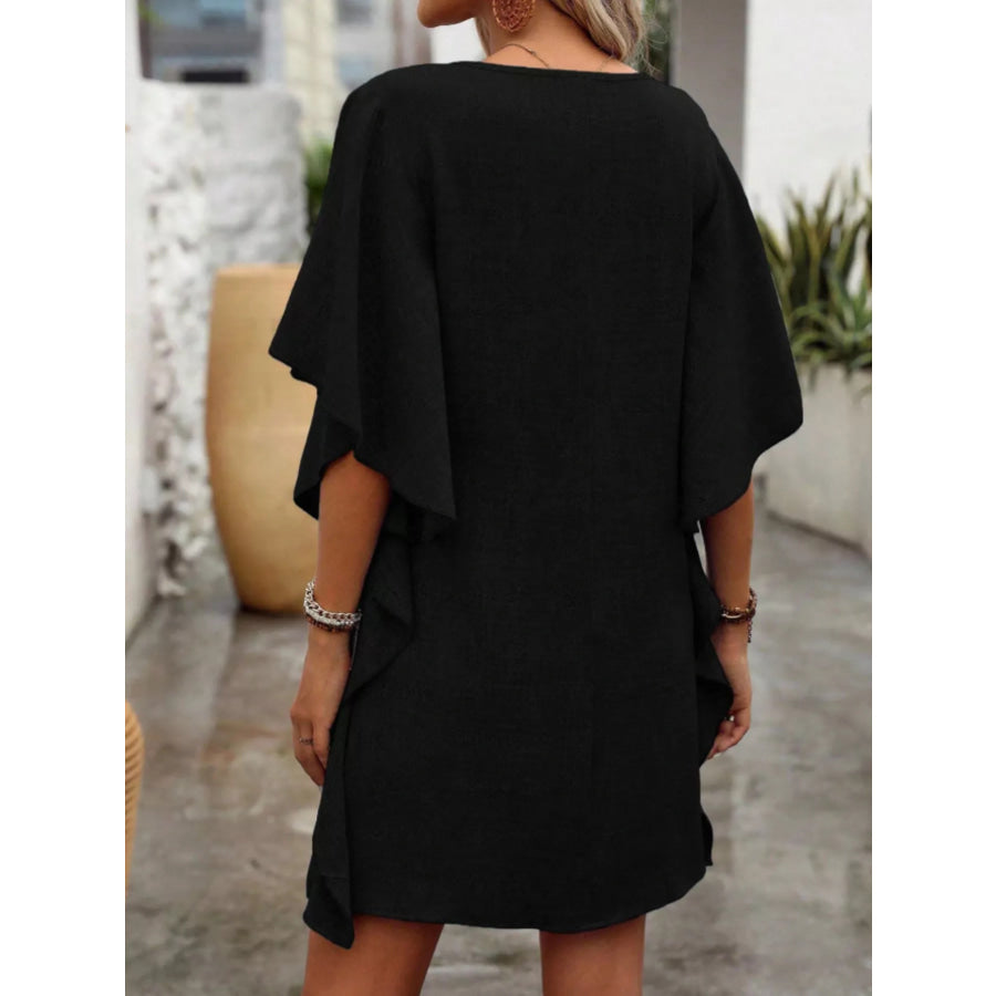 Flowy Sleeve V-Neck Casual Mini Dress Apparel and Accessories