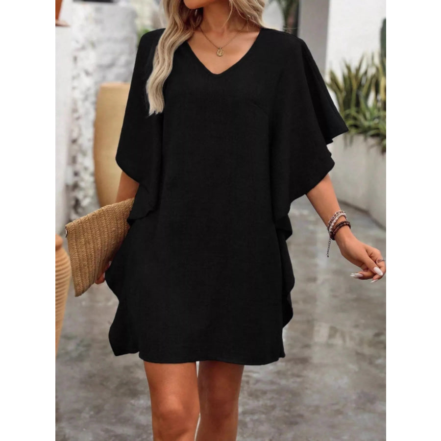 Flowy Sleeve V-Neck Casual Mini Dress Apparel and Accessories