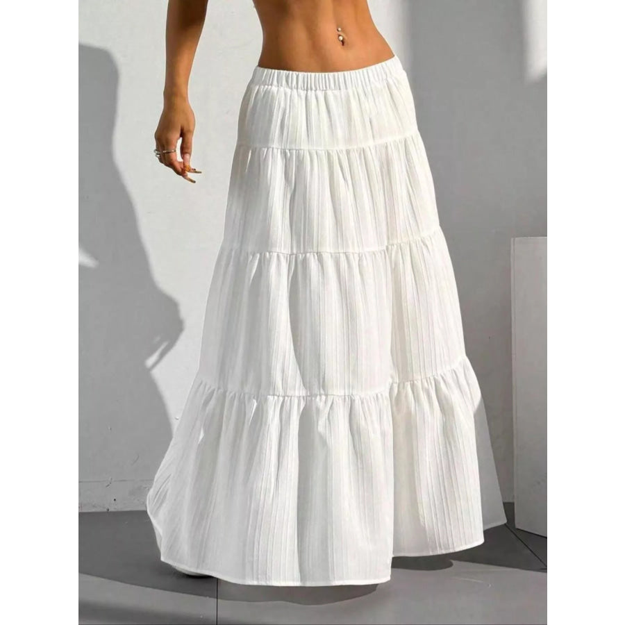 Flowy Tiered Maxi Skirt White / S Apparel and Accessories