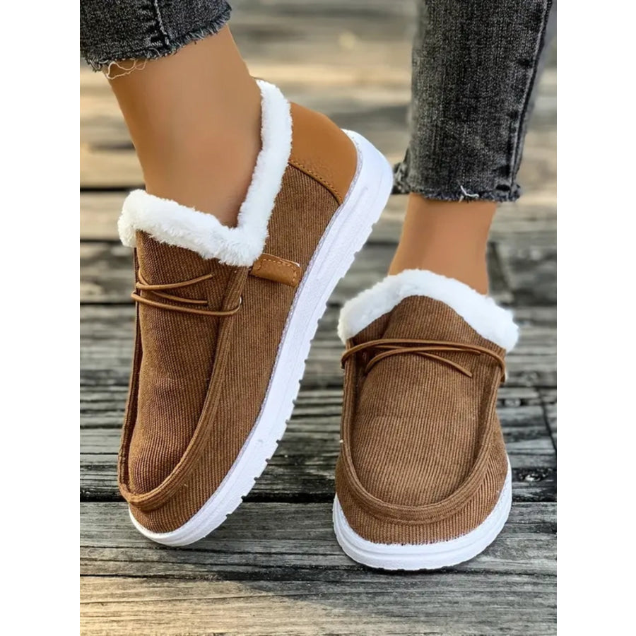 Fluff Round Toe Flat Slip-Ons Apparel and Accessories