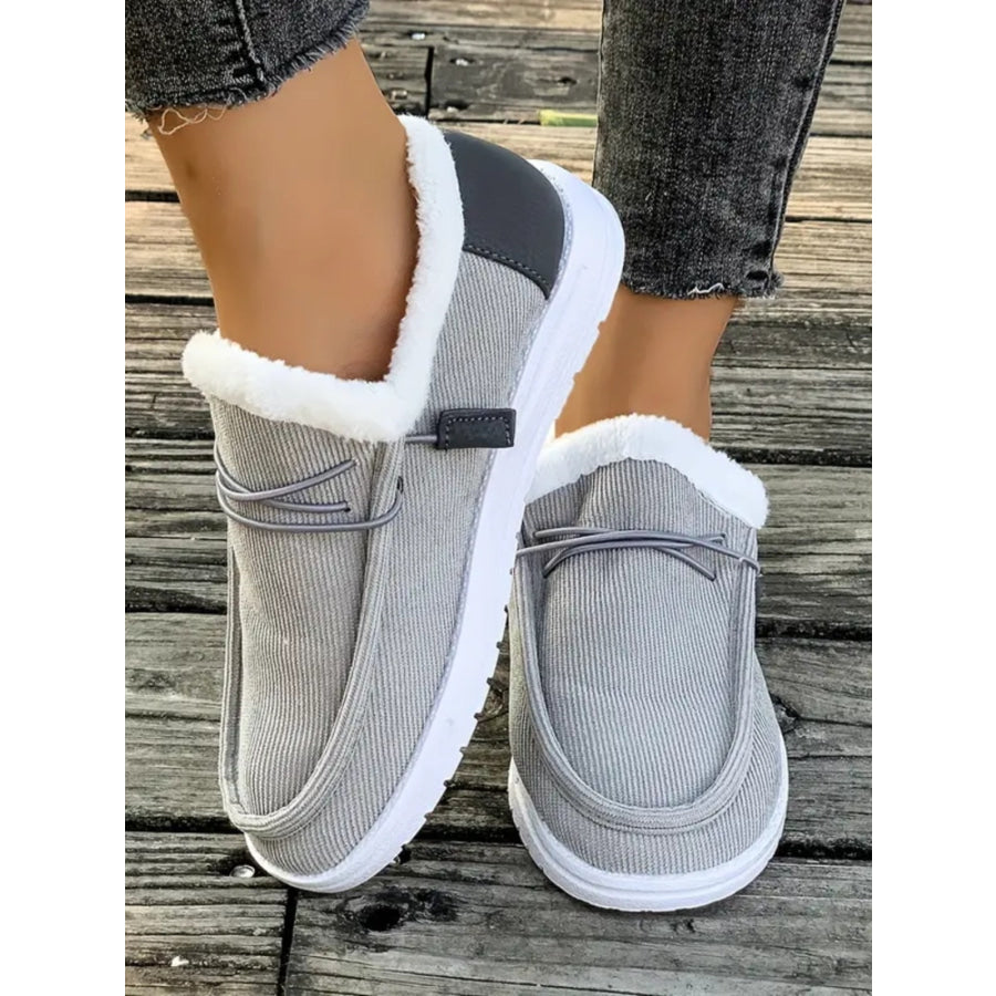 Fluff Round Toe Flat Slip-Ons Apparel and Accessories