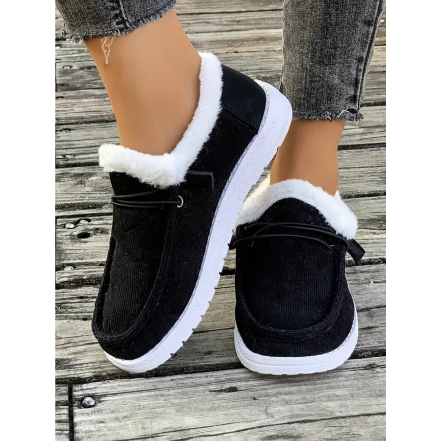 Fluff Round Toe Flat Slip-Ons Apparel and Accessories