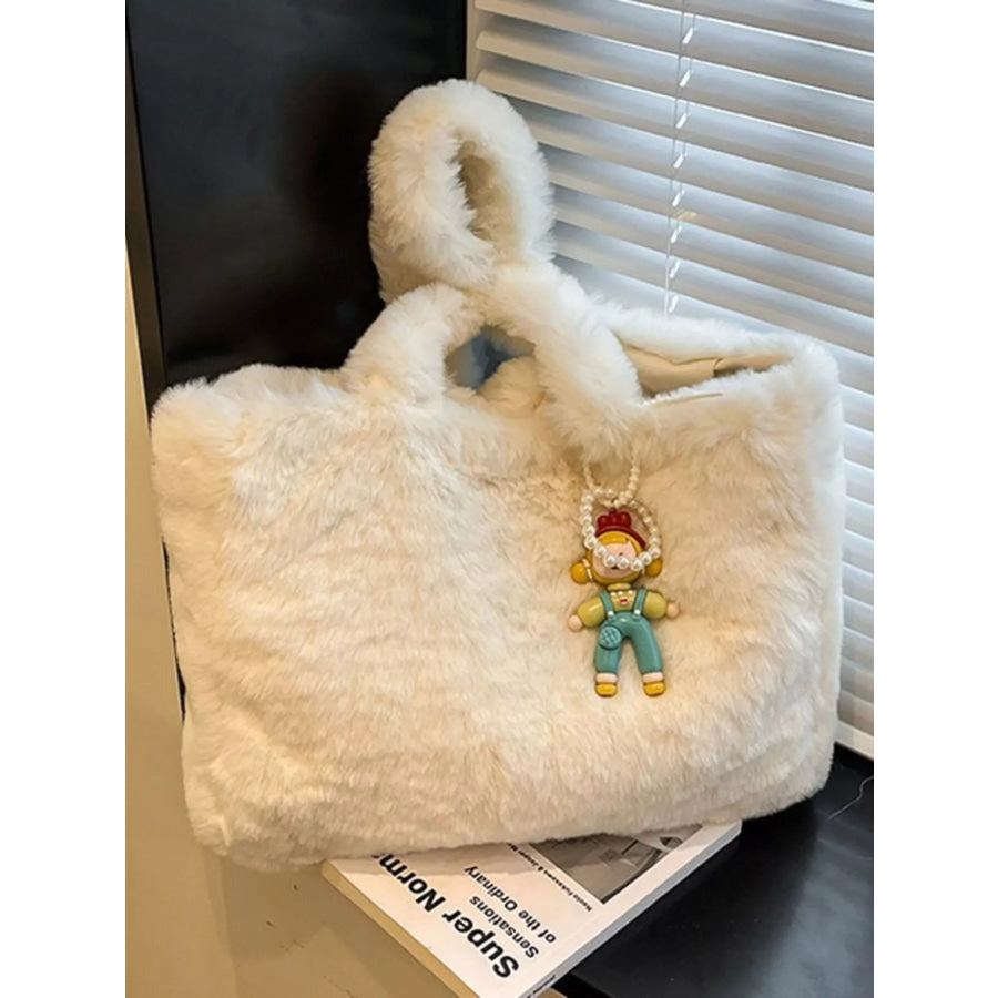 Fluffy Cartoon Charm Shoulder Bag Cream / ONESIZE Apparel and Accessories