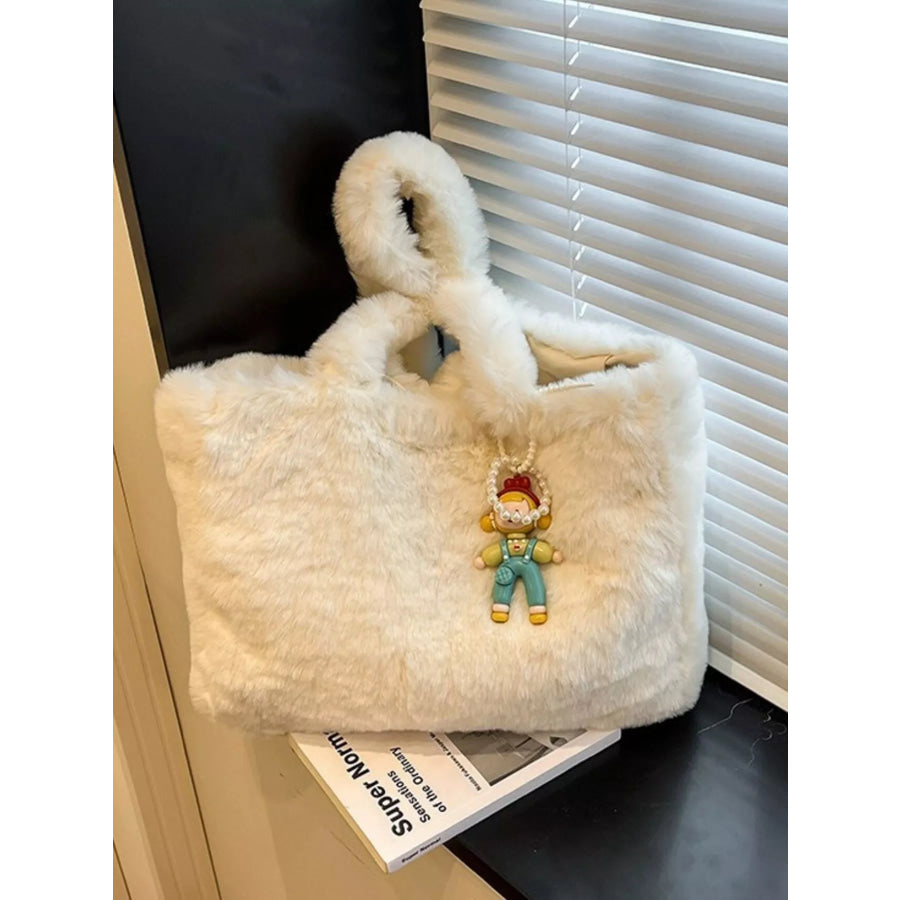 Fluffy Cartoon Charm Shoulder Bag Cream / ONESIZE Apparel and Accessories
